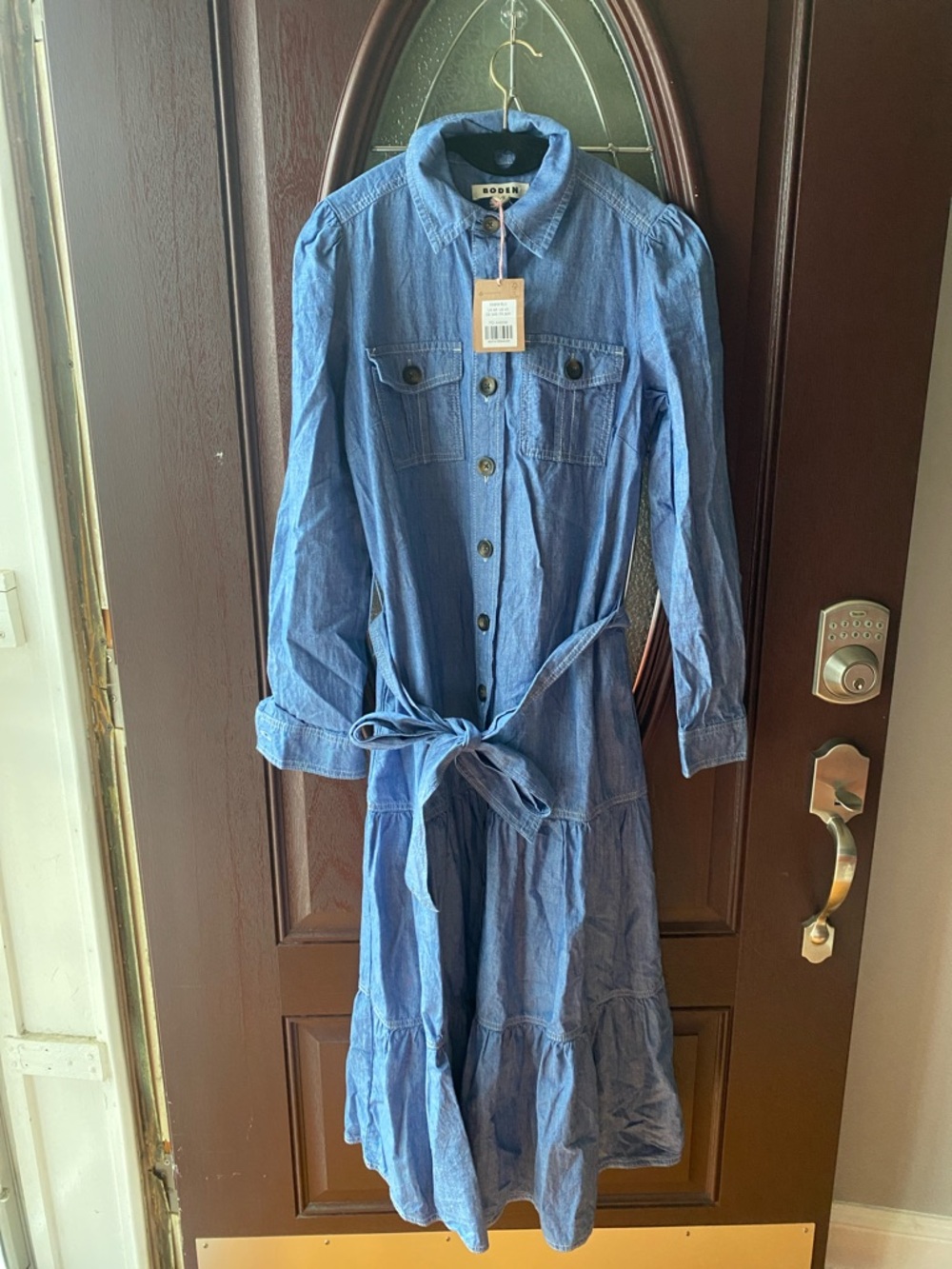 NWT Boden Blue Tiered Button-Front Midi Dress - Picture 4 of 10